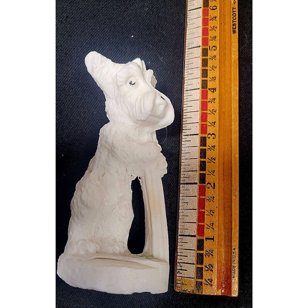 Vintage CHALKWARE LOT Dog Figurine SCOTTIE Terrier BULLDOG White - Picture 7 of 15